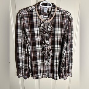 Chico's size 4 equivalent to XXL Plaid Blouse